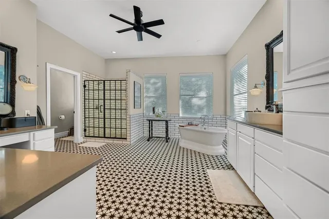 a large living room with a large window