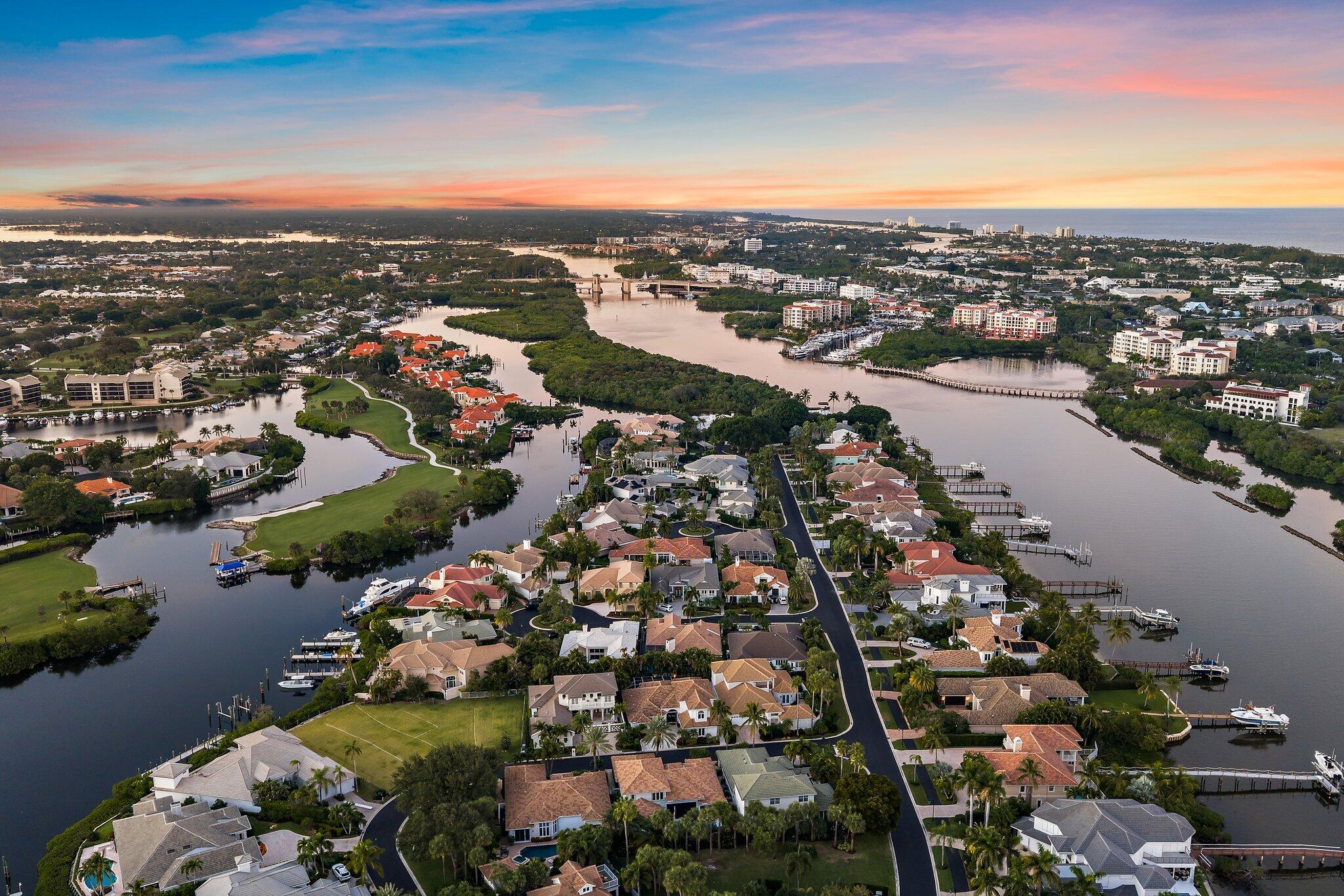 3230 West Channel Circle Jupiter, FL 33477 - Photo 50 of 67 an aerial view of city and lake
