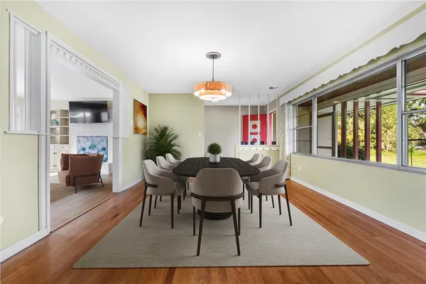 a view of swimming pool from a balcony