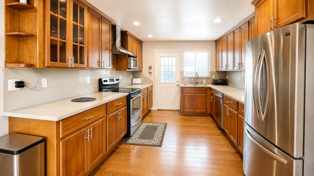 1281 Traynor Road Concord, CA 94520 - Photo 10 of 41 a kitchen with stainless steel appliances a sink stove refrigerator and cabinets