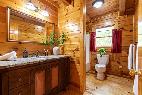 a view of a house with a large window