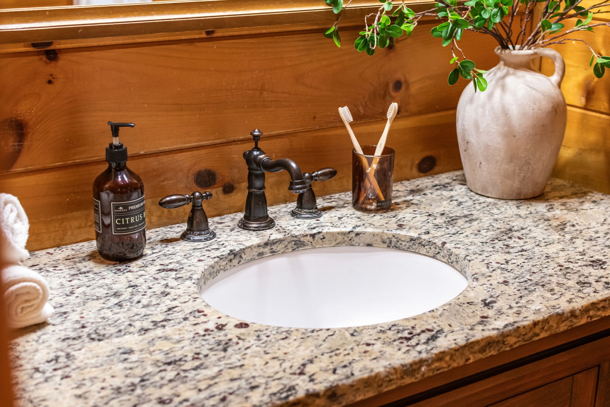 5740 North Lick Creek Road Franklin, TN 37064 - Photo 40 of 100 a bathroom with a granite countertop sink and a mirror