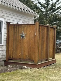 a view of a blue door