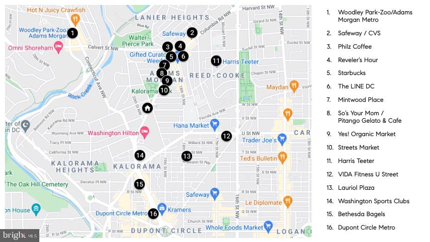 1901 Columbia Road Northwest, Unit 603 Washington, DC 20009 - Photo 20 of 21 Points of Interest Map