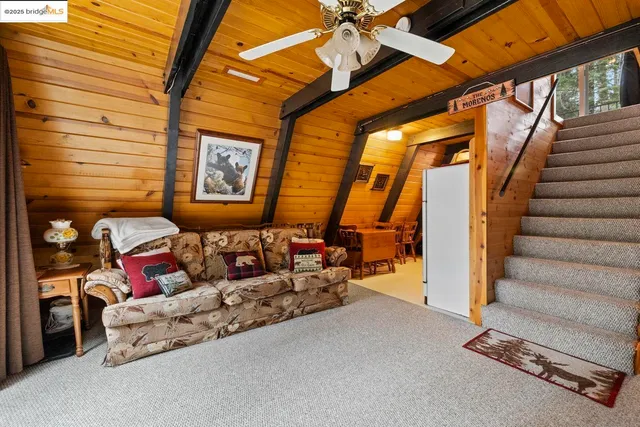 a reading room with furniture