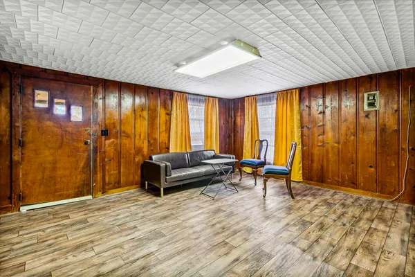 a living room with furniture