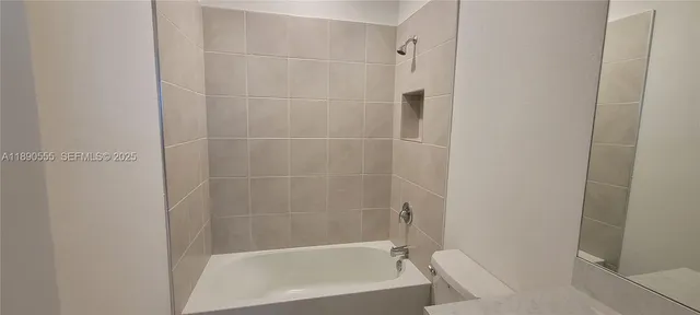 a bathroom with a bathtub