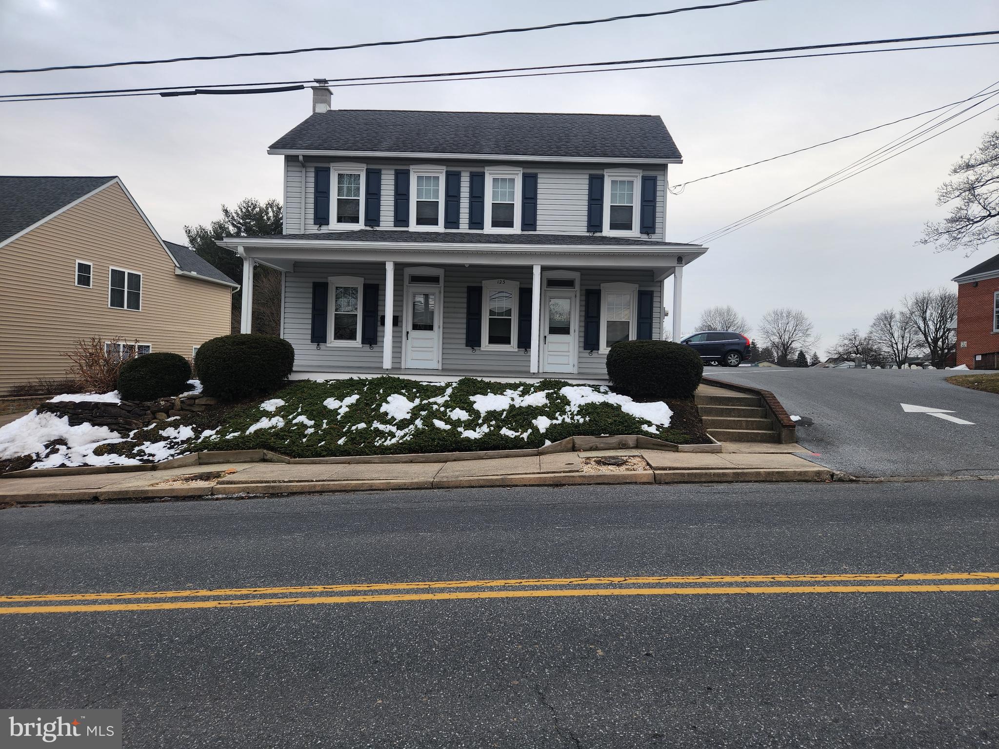 a front view of a house
