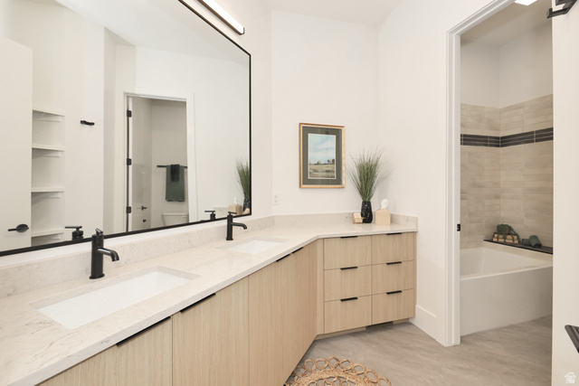 1306 East Victor Lane Draper, UT 84020 - Photo 42 of 60 Full bathroom featuring double vanity and toilet