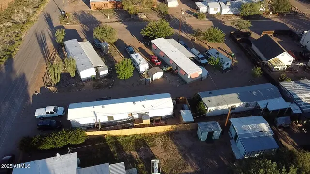 an outdoor space with seating area
