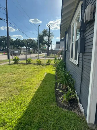 a view of a yard with plants