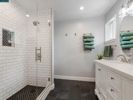 a bathroom with a sink and a shower
