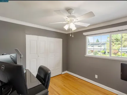 a room with a workspace