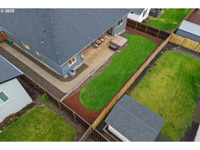 an aerial view of a house