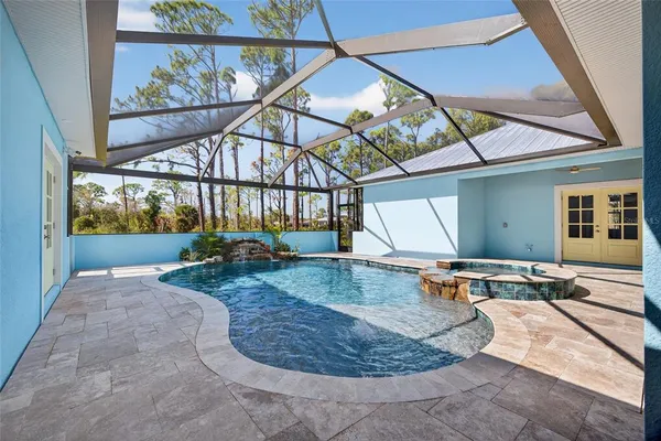 a view of swimming pool and an outdoor space