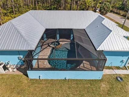 an aerial view of a house
