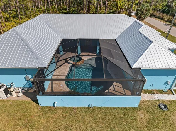 an aerial view of a house