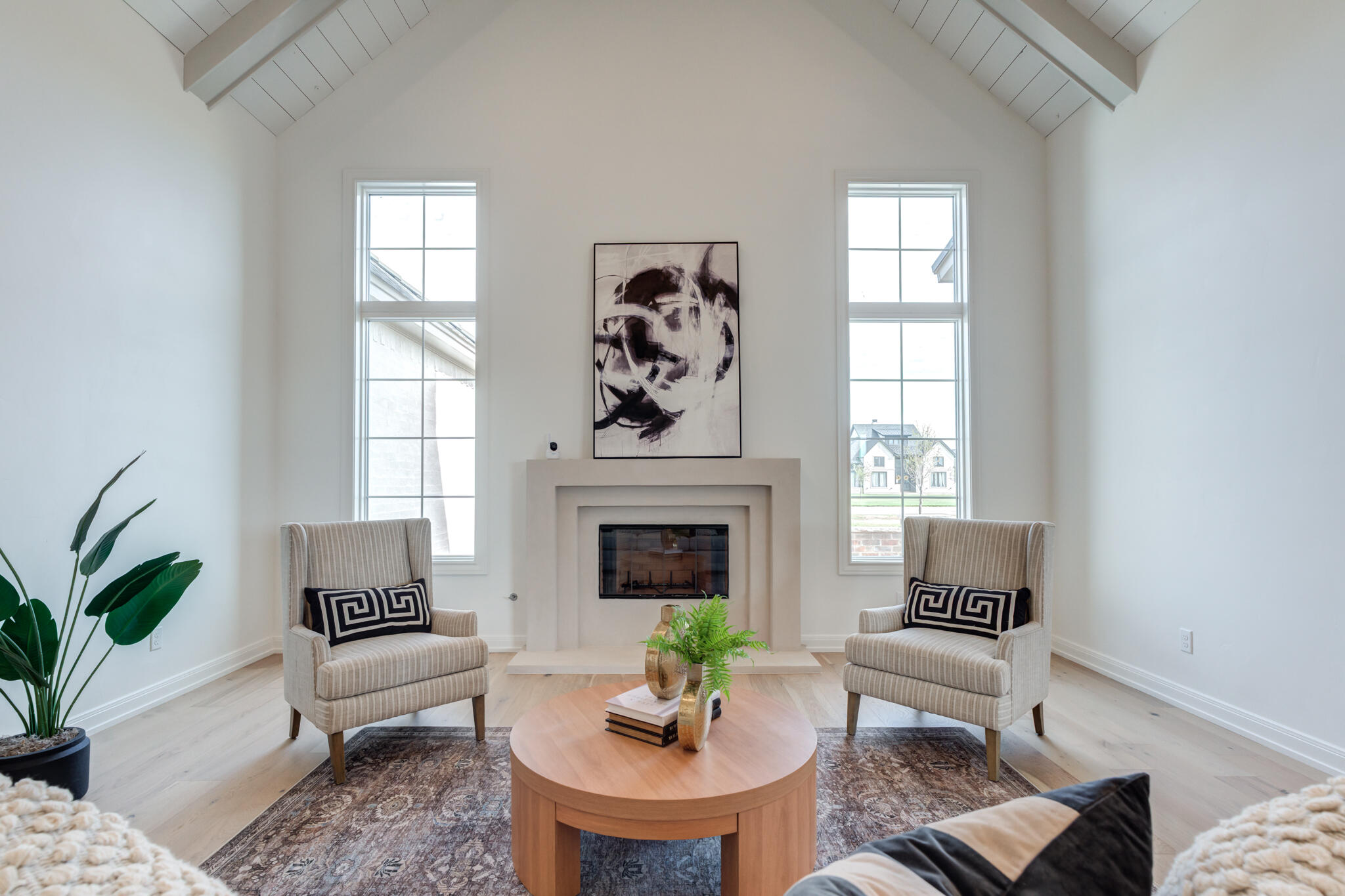 5309 County Road 7670 Lubbock, TX 79424 - Photo 35 of 57 a living room with furniture a fireplace and a potted plant