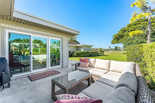 a outdoor living space with furniture and garden
