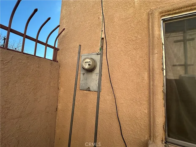 a view of balcony with wooden floor