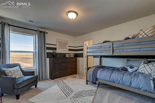 5057 Truscott Road Colorado Springs, CO 80925 - Photo 29 of 48 Carpeted bedroom featuring a textured ceiling