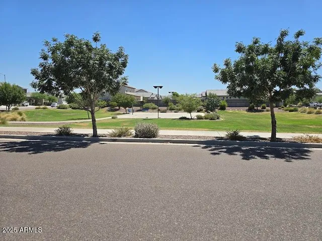 a view of a street with a yard and a road