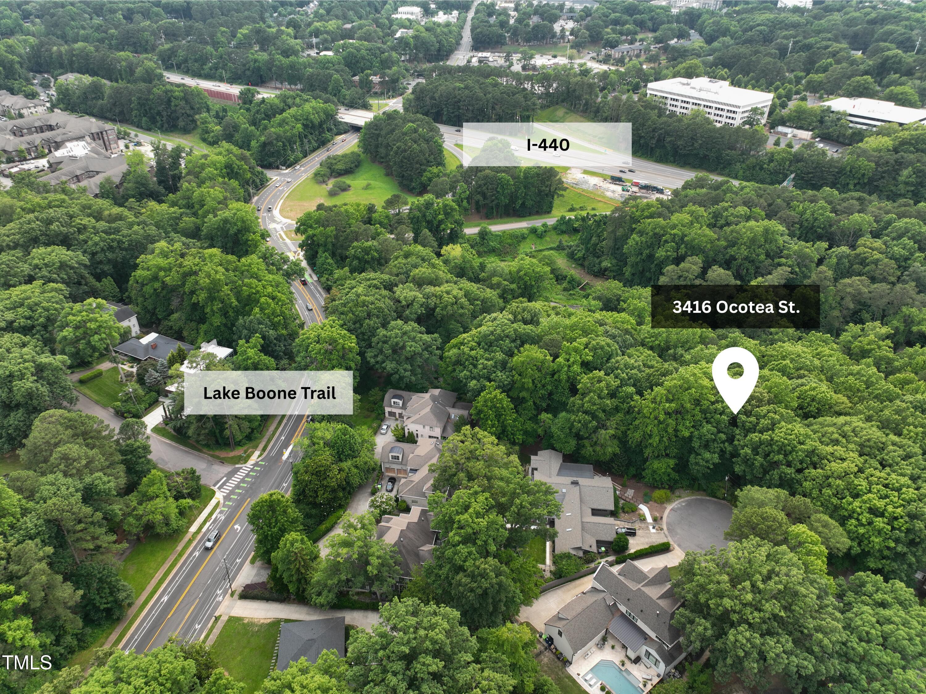 3416 Ocotea Street Raleigh, NC 27607 - Photo 9 of 46 an aerial view of residential house with outdoor space and street view