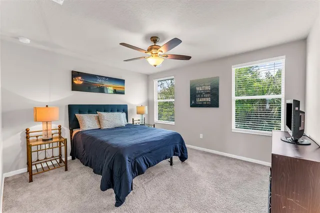 a bedroom with furniture and a flat screen tv
