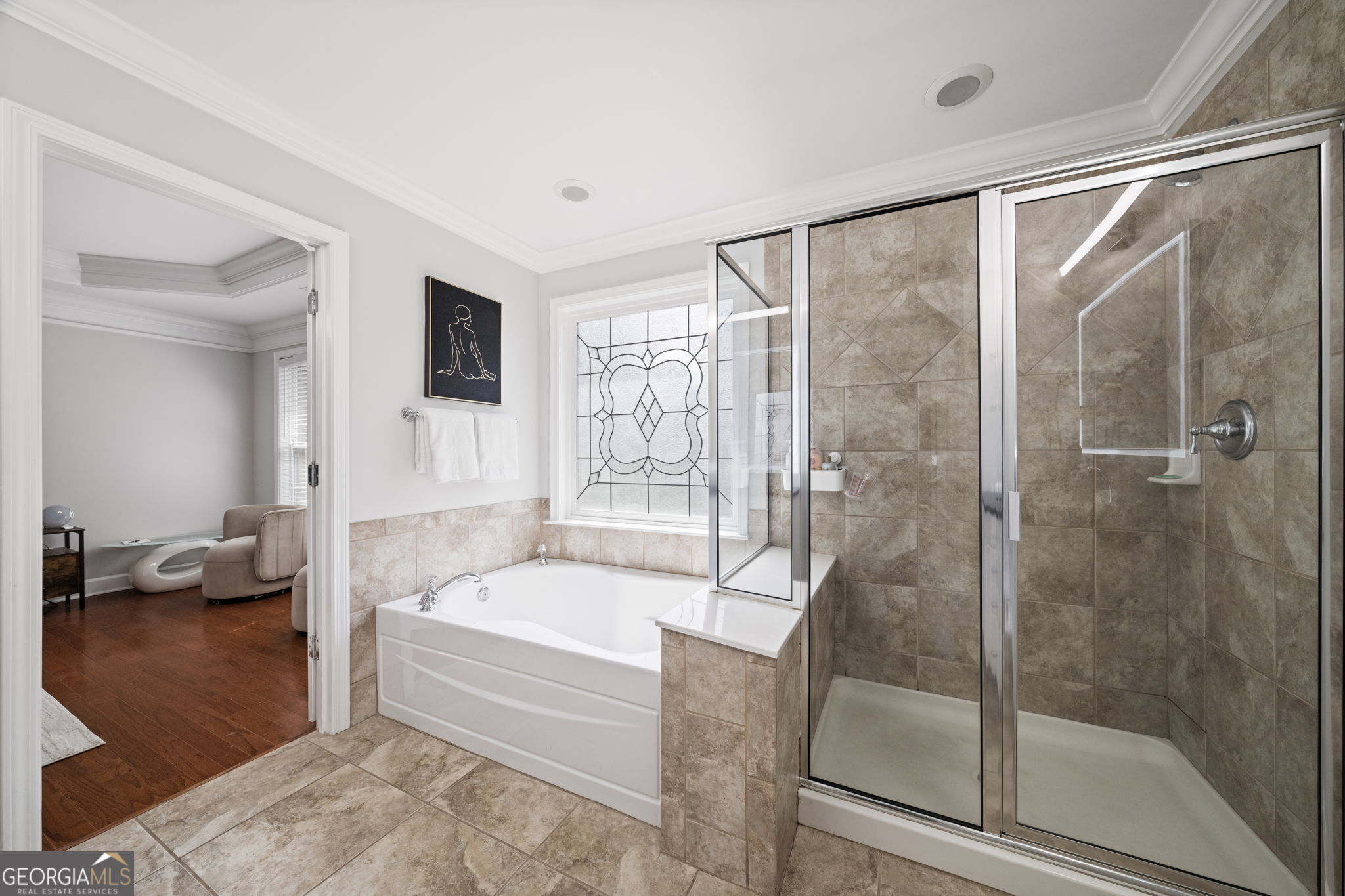 2872 Overlook Way Northeast Atlanta, GA 30324 - Photo 23 of 43 a bathroom with a bathtub and a shower
