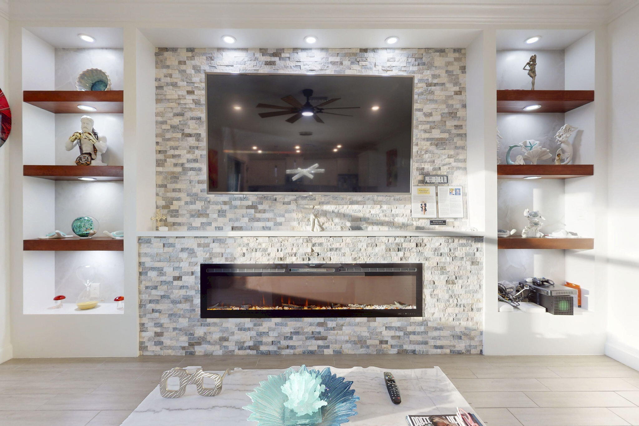 1319 Arrowhead Point Road Loxahatchee, FL 33470 - Photo 3 of 45 a bathroom with a sink a large mirror and a shower