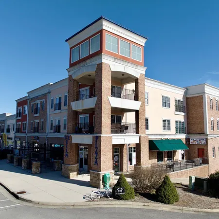 a front view of a multi story building