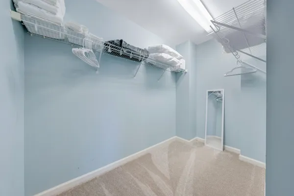 a view of a store room with racks on the wall