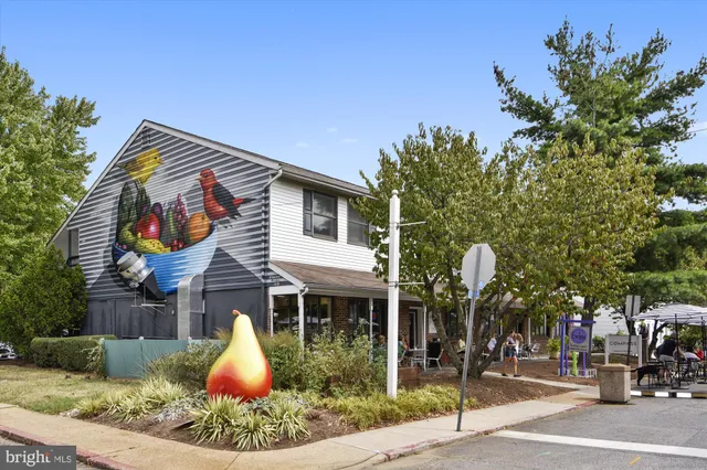 a view of a park with swings