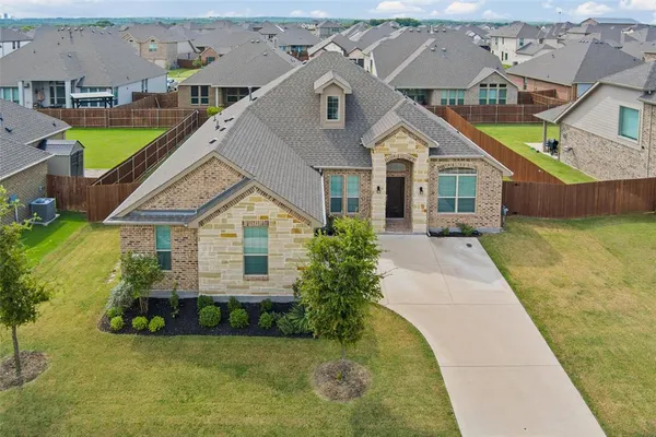 an aerial view of a house