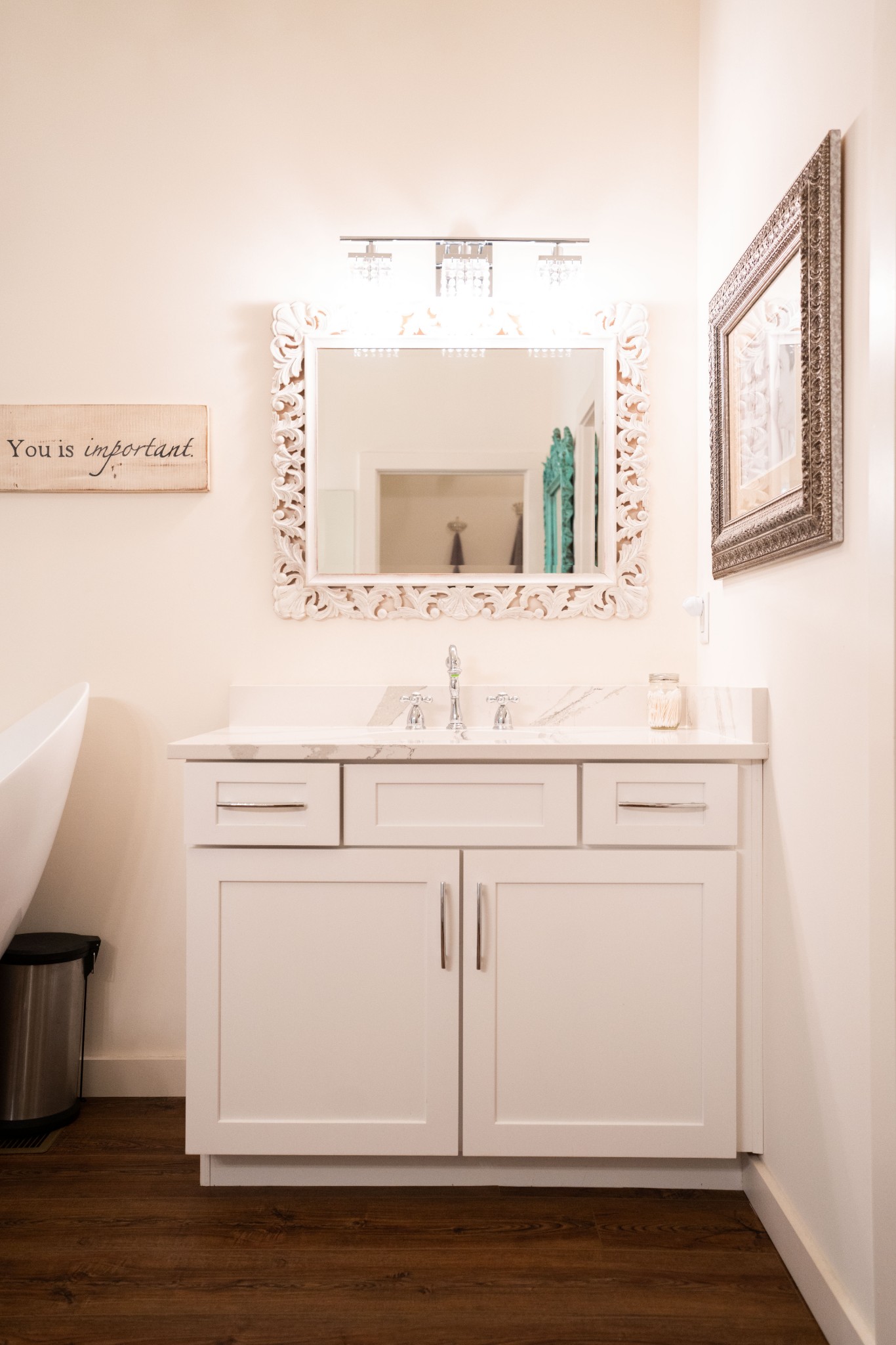 421 Eastside Road Burns, TN 37029 - Photo 25 of 39 a bathroom with a sink vanity and a mirror