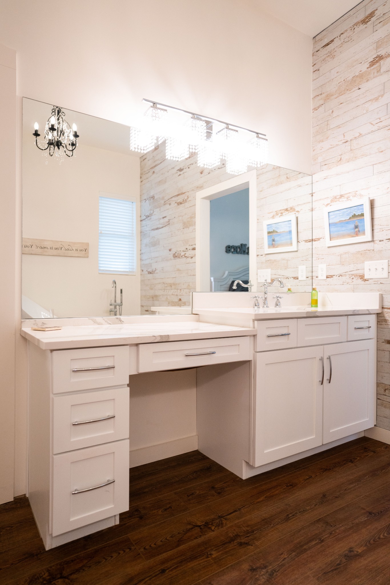 421 Eastside Road Burns, TN 37029 - Photo 26 of 39 a bathroom with a double vanity sink a mirror and a bathtub