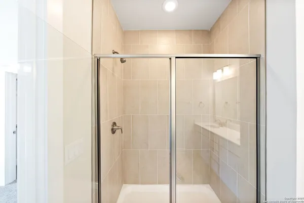 a bathroom with a shower