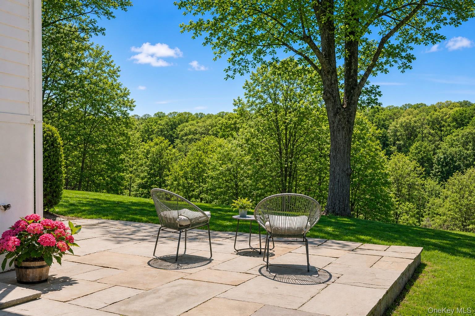 233 Long Ridge Road Bedford, NY 10506 - Photo 42 of 50 a view of a chairs and tables in the backyard with a large tree