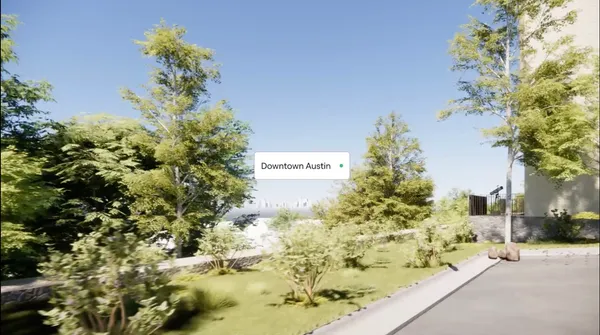 a road view with tall buildings