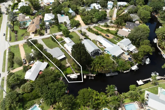 an aerial view of a house