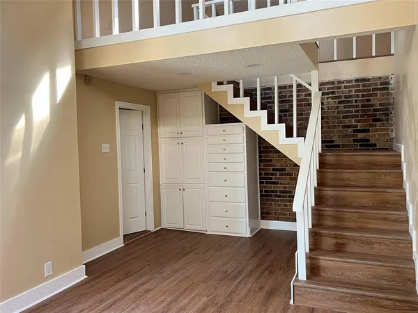 wooden floor view of a building with stairs