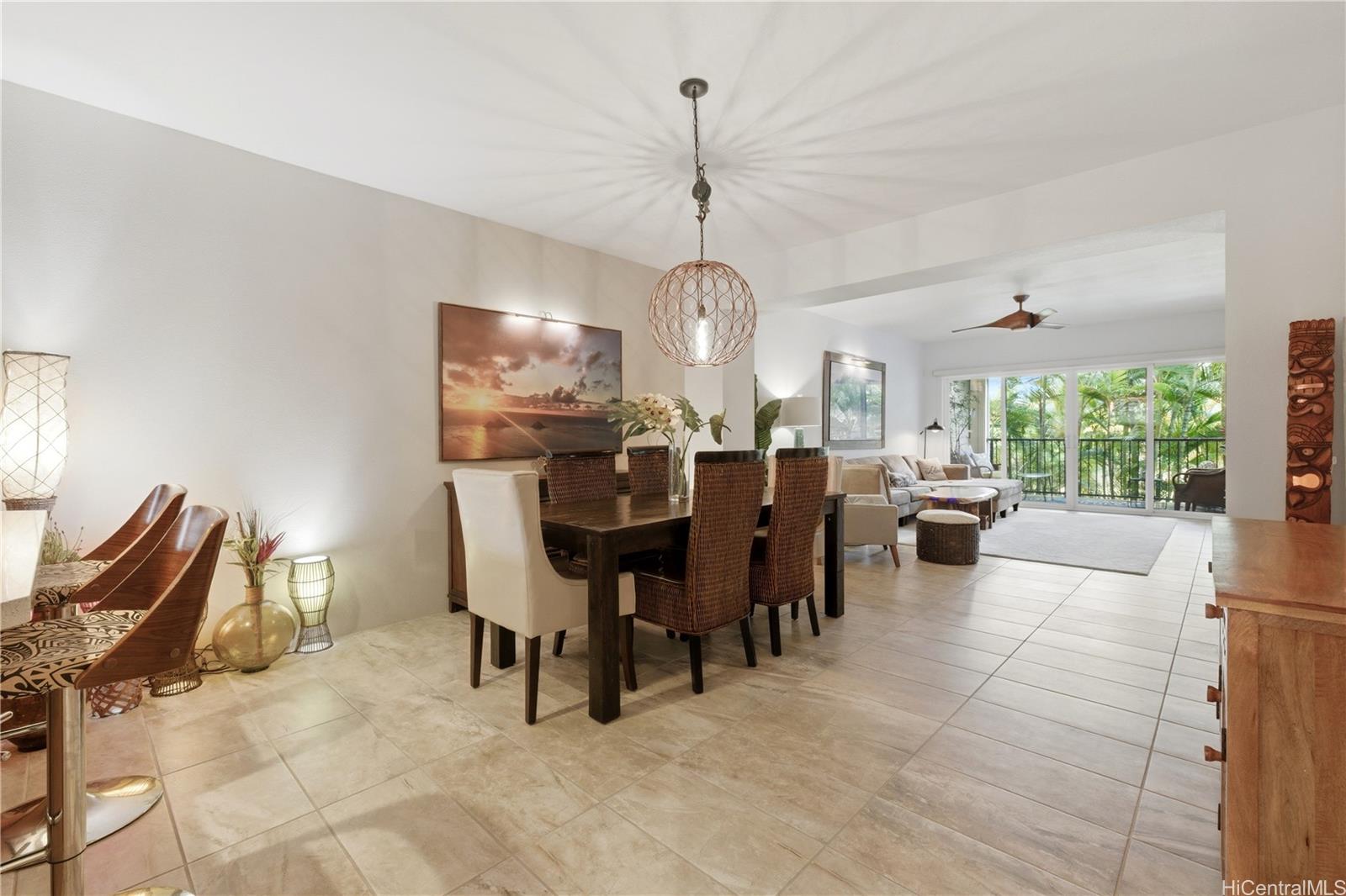 437 Kailua Road, Unit 6108 Kailua, HI 96734 - Photo 4 of 25 Upgraded tile flooring flows seamlessly from the entry through the dining and living areas, ideal for easy island living.