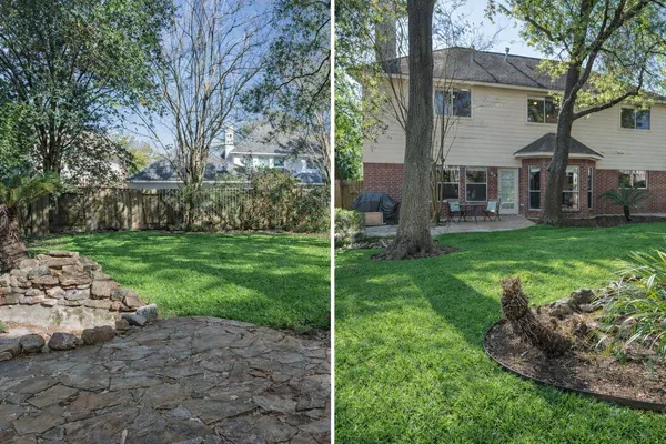 a view of a house with a yard and sitting area