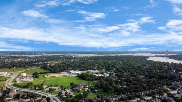 an aerial view of a city