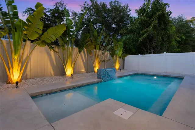 a view of a park with a slide