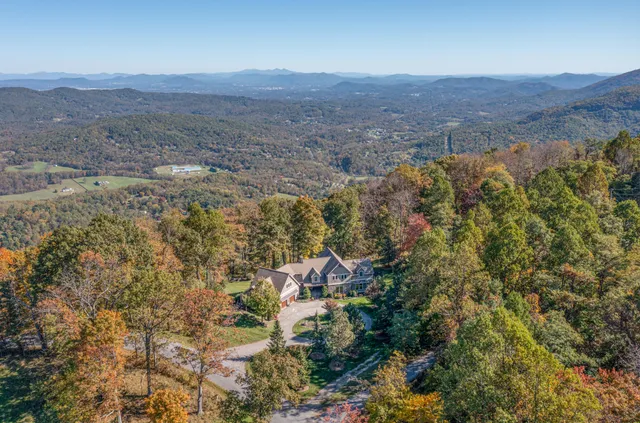 an aerial view of residential house and green space