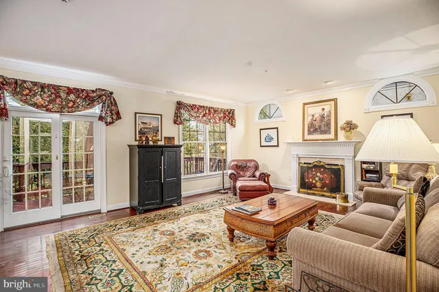 a living room with furniture windows and a fireplace