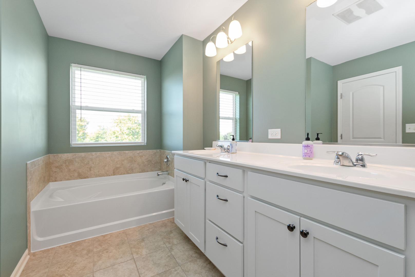 1981 Stapleton Road New Lenox, IL 60451 - Photo 24 of 33 a bathroom with a tub a sink and mirror