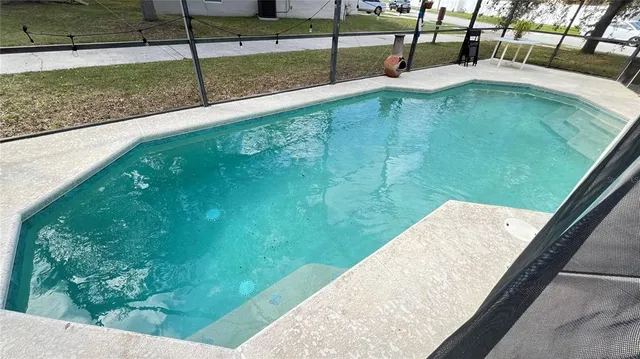 a view of a park with large trees