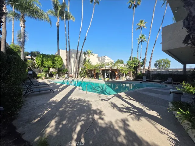 a view of a yard with plants and trees